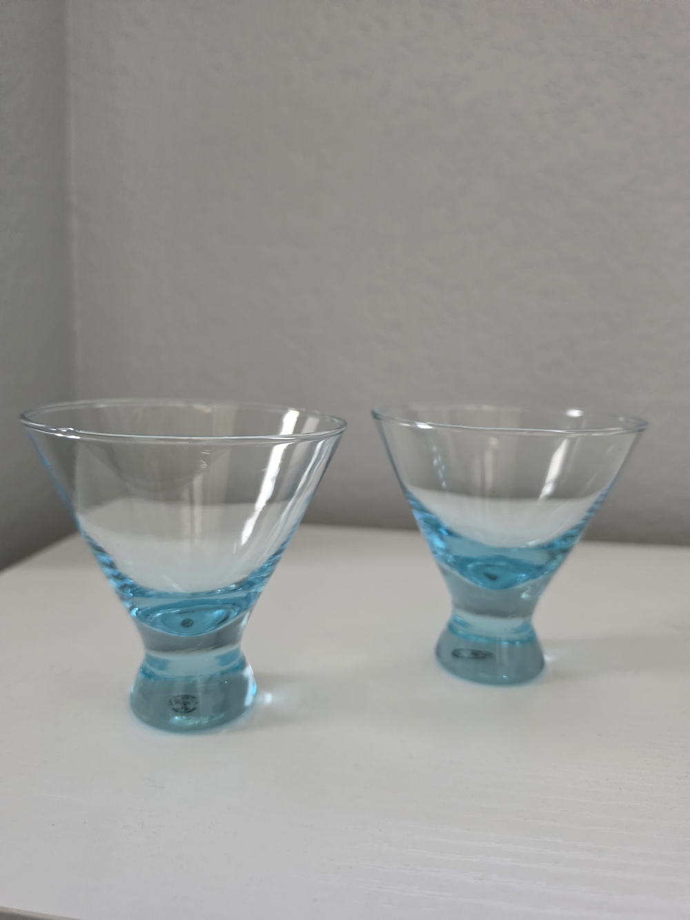 Blue Glass Martini Set - Clear and Aqua Cocktail Glasses
